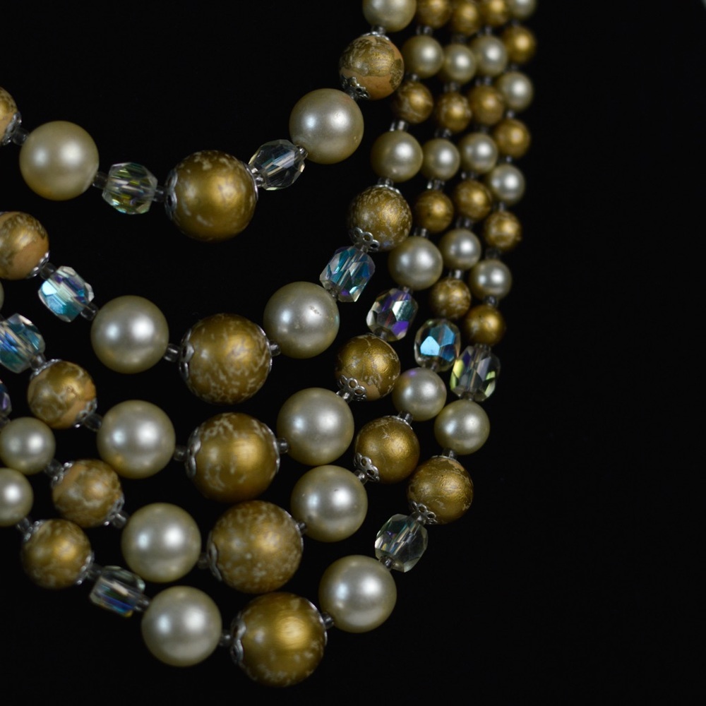 Multi strand chunky beaded crystal Victorian necklace - Picture 5 of 8